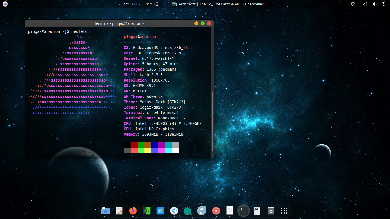 Capture d'écran de Gnome